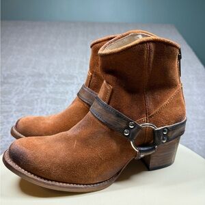 Free bird Spirit Suede Harness Moto Ankle Western Leather Boots Womens Sz 7